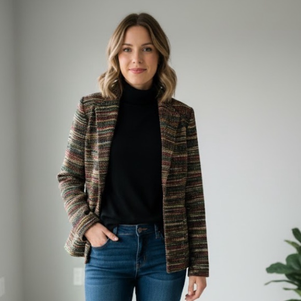 COLDWATER CREEK  Multicolor Tweed Blazer